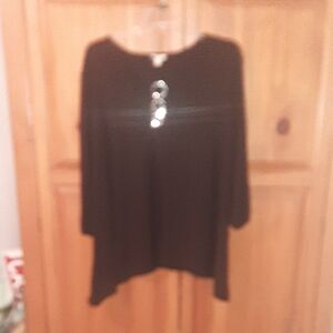 Relaxed Black Women's Asymmetrical Tunic - Brand Unspecified